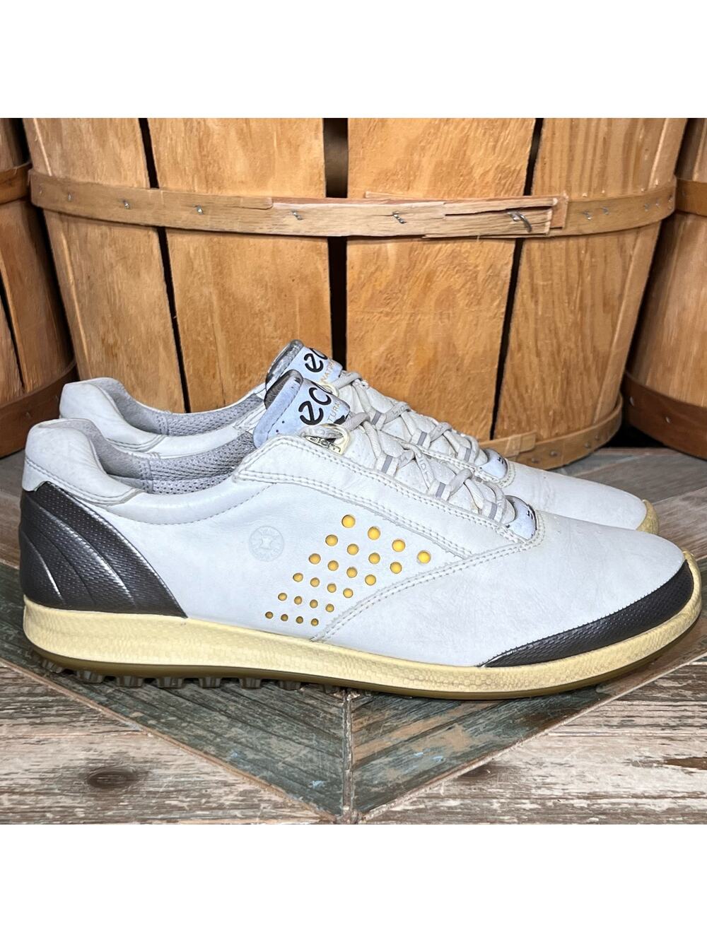 Ecco Biom Natural Motion Yak Gray Leather Spikeless Golf Shoes Womens Size EU 39